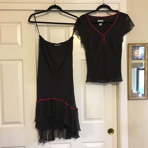 Silk blouse and skirt